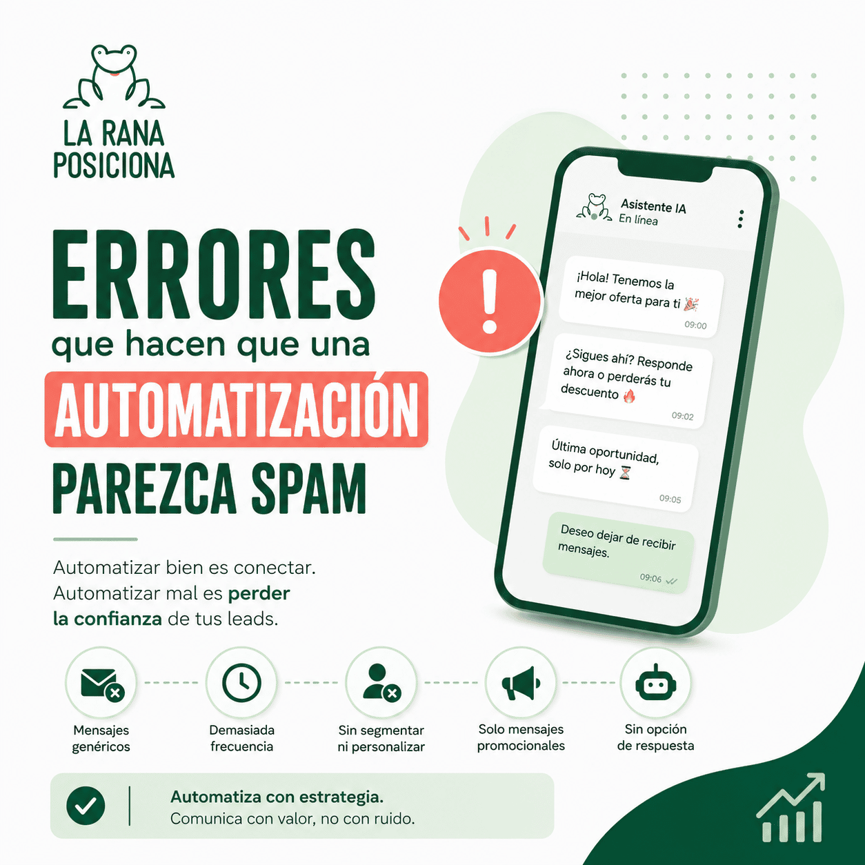 Errores que hacen que una automatización parezca spam